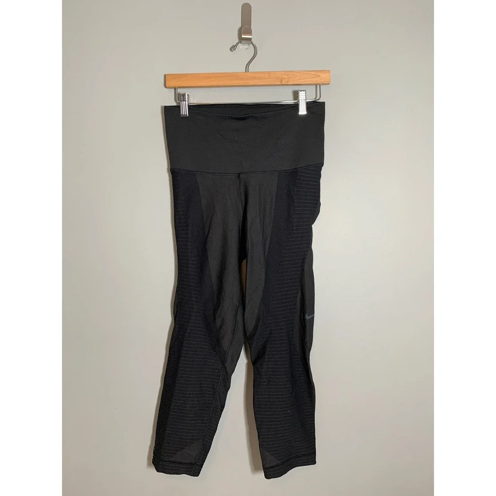 Nike Dri-FIT‎ Zonal Strength Training Tights Womens Large Black Cropped Leggings